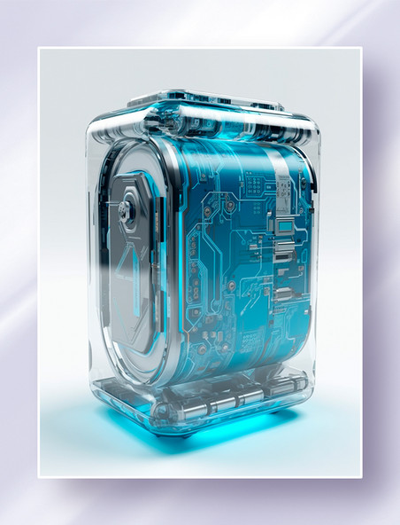 银蓝色科幻新能源电路板电池电机模块