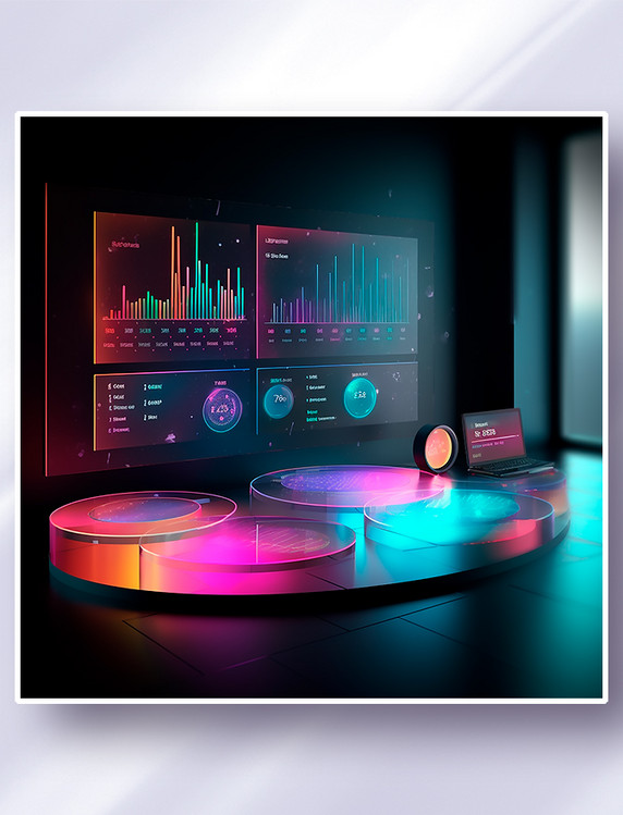 dribbble风格彩色透明玻璃可视化数据表