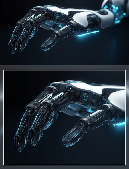 蓝色发光机器人机械手臂