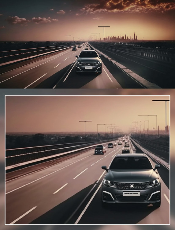 灰色汽车公路场景