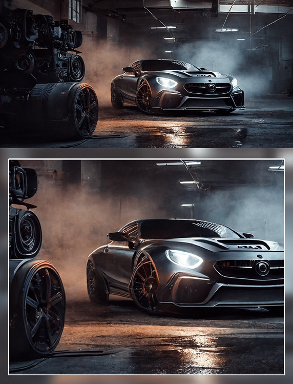 银灰色汽车工厂场景摄影