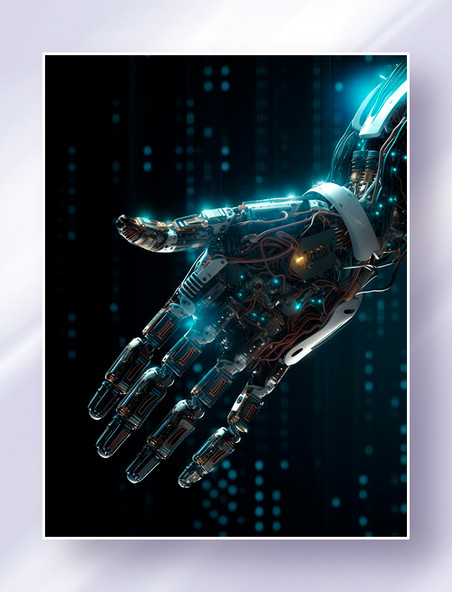 科幻背景人工智能机械手机器人手掌手臂