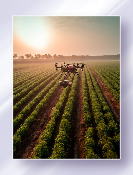 高科技智慧农业无人机巡视监测农田作物