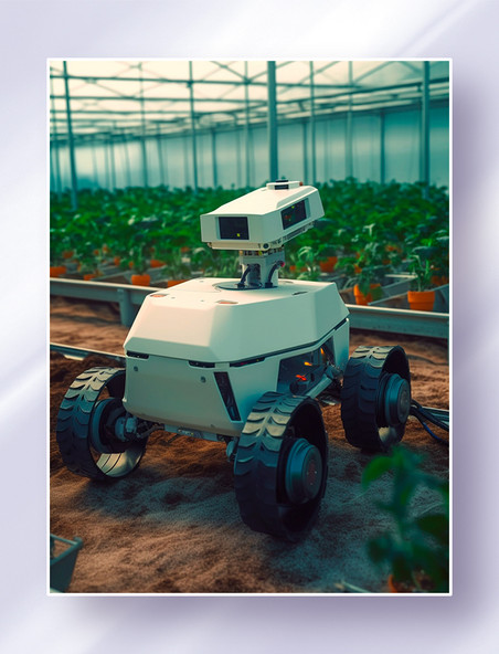 智慧农业自动化温室大棚里的智能监测机器人