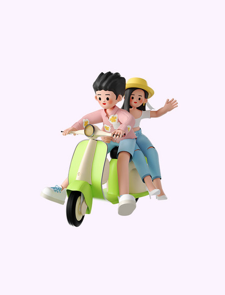 520情人节3D立体情侣骑车旅游