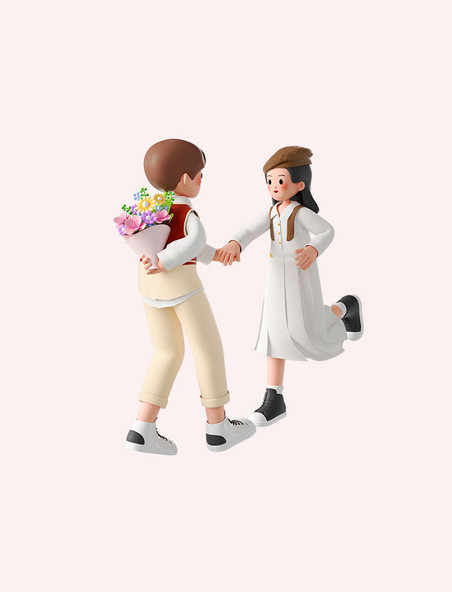 520节日3D立体情侣人物送花