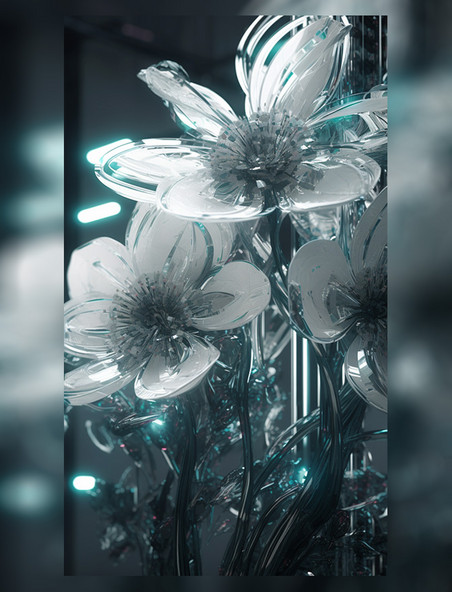 包装视觉特写植物鲜花玻璃化晶莹透亮感