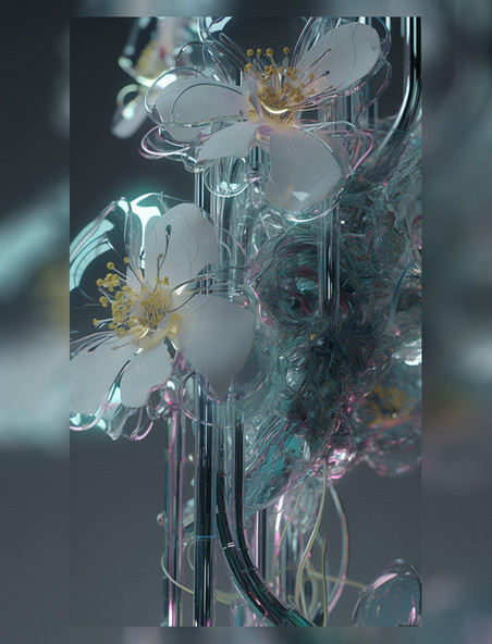 视觉特写植物鲜花玻璃化