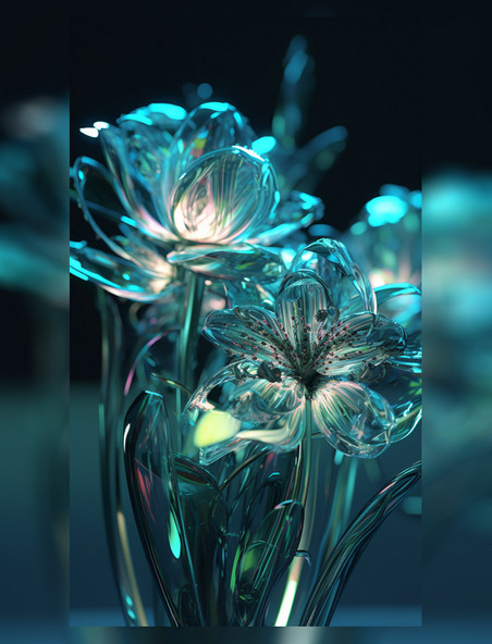 包装视觉特写植物玻璃化鲜花
