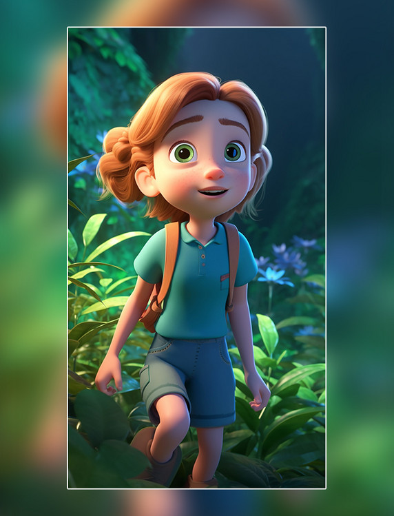 一个超级可爱的男孩春天绿色的植物盛开的花朵