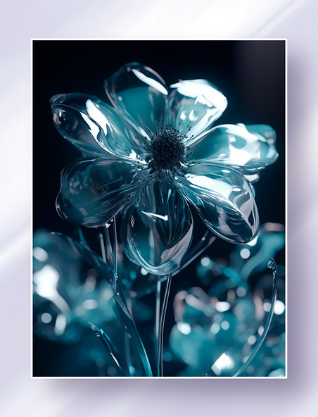 梦幻透明琉璃材质概念植物花卉