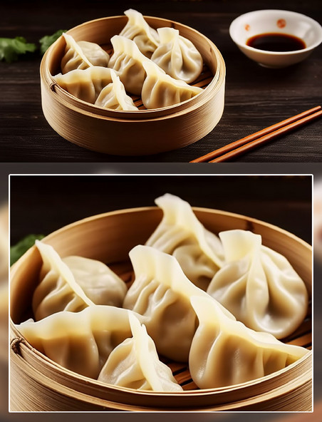 中式小吃早餐蒸饺美食摄影餐饮食物