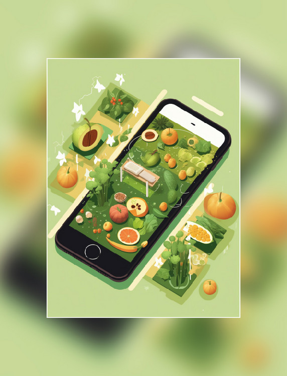 绿色水果扁平化手机界面交互设计APP网购蔬菜