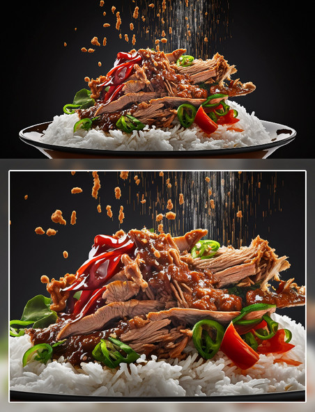 辣椒炒肉盖浇饭中式美食摄影餐饮食品