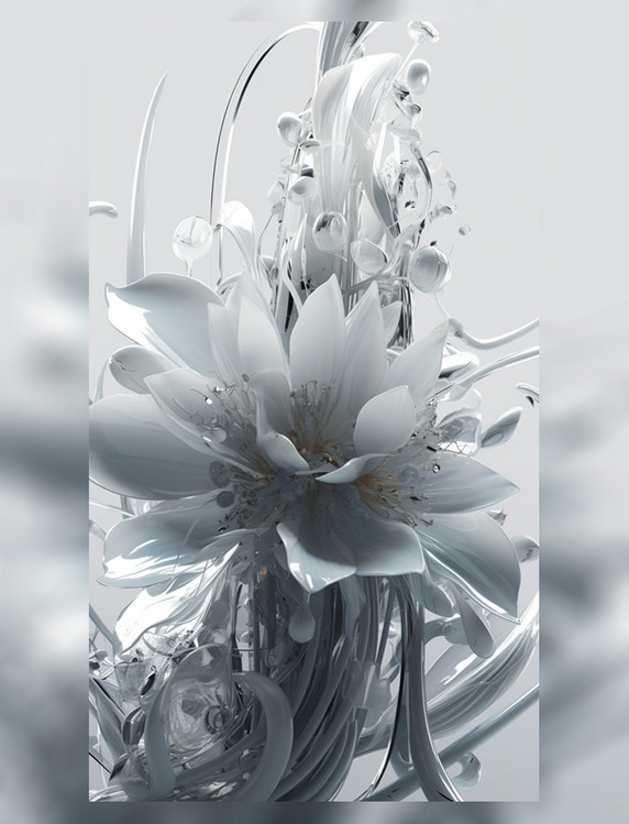 特写植物白色玻璃化鲜花