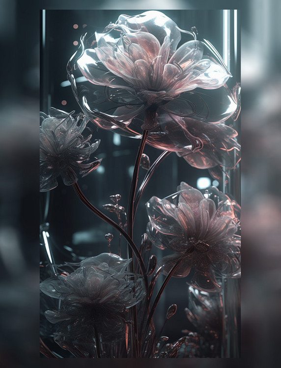 包装视觉特写植物玻璃化鲜花