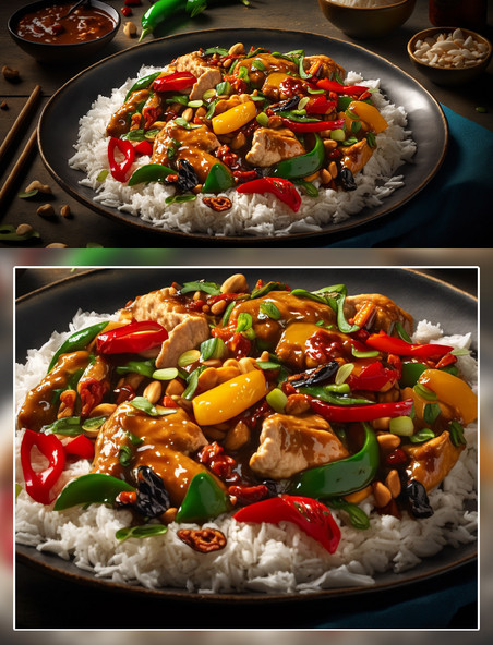 青椒炒肉盖浇饭中式美食摄影餐饮食品