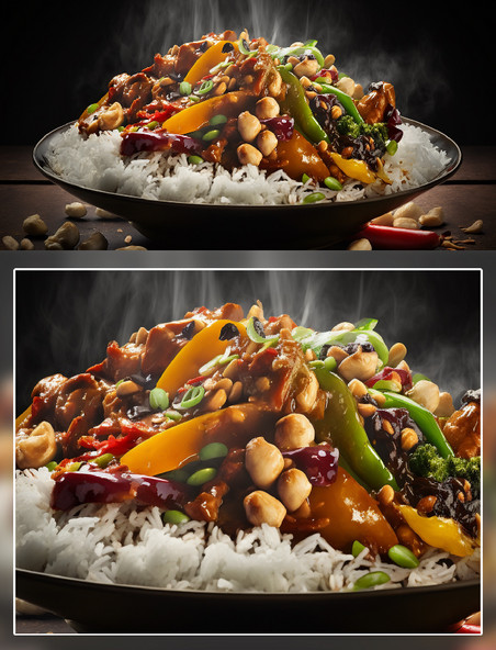中式小吃美食炒肉盖浇饭餐饮美食摄影