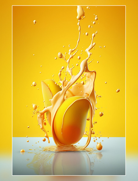 芒果牛奶水果海报几个芒果牛奶飞溅插图