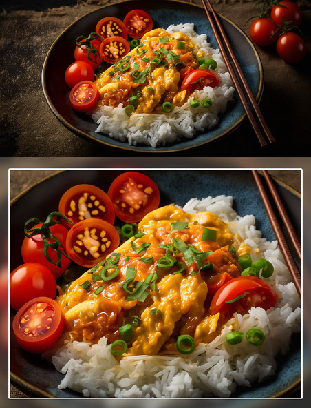 番茄鸡蛋盖浇饭中式美食摄影餐饮食品