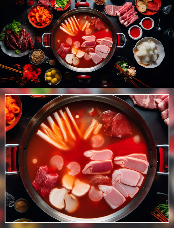 火锅食物肉类素材美食摄影中式美食火锅餐饮食品