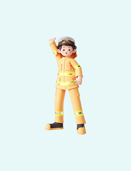 消防员51劳动节3D立体职业人物c4d人物形象