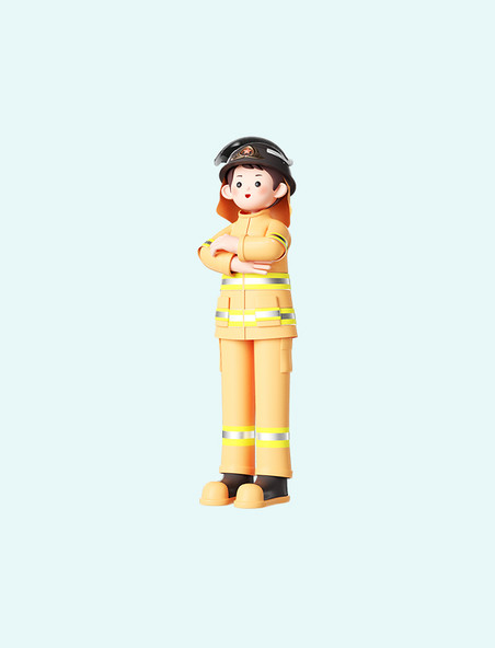 消防员劳动节3D立体职业人物c4d人物形象
