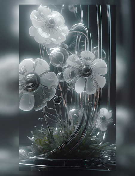 包装视觉特写植物鲜花玻璃化油腻感