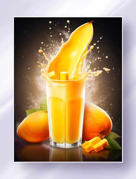 芒果果汁饮料水果美食摄影果酱喷溅
