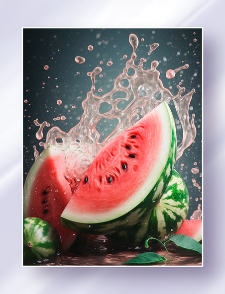 新鲜西瓜水果高清摄影美食广告图