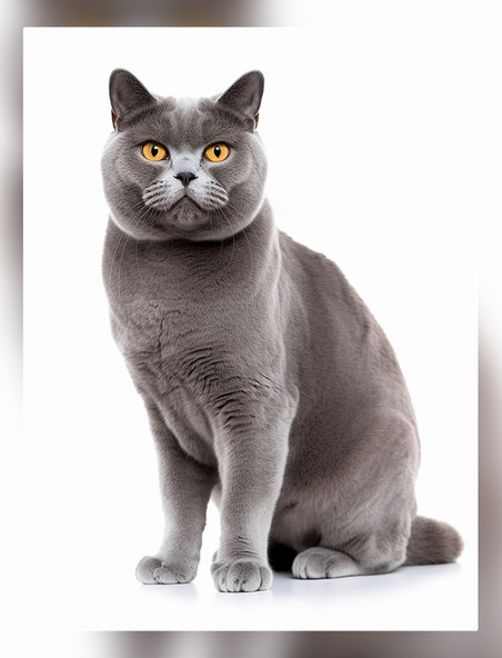 超级清晰猫猫动物摄影一张英国短毛猫照片全身照高质量宠物摄影风格