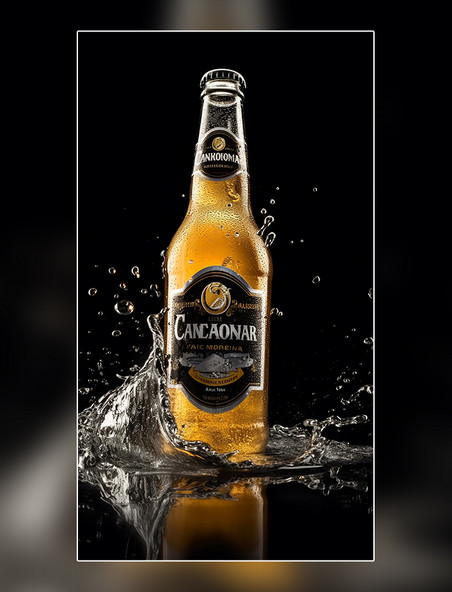 一瓶啤酒泼水专业摄影棚产品摄影