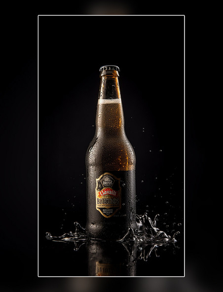 一瓶啤酒泼水专业摄影棚产品摄影