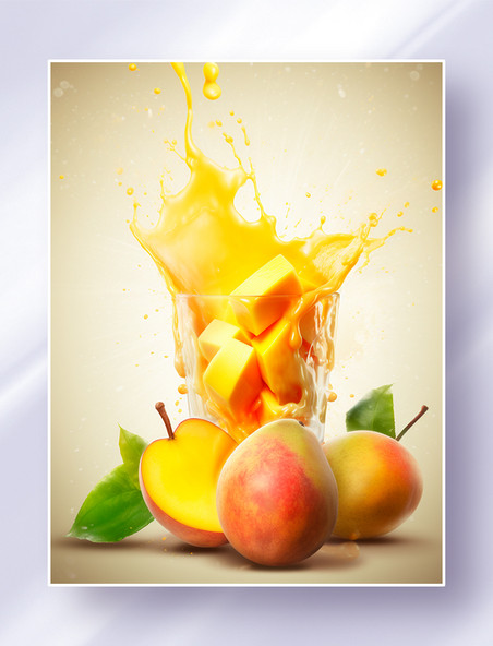 芒果水果美食广告摄影果酱牛奶喷溅效果
