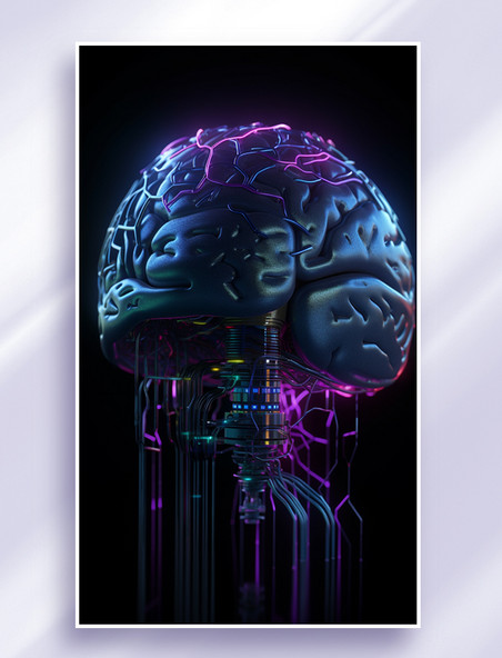 未来科技风冷色ai人工智能科技技术芯片大脑数据线路传输31