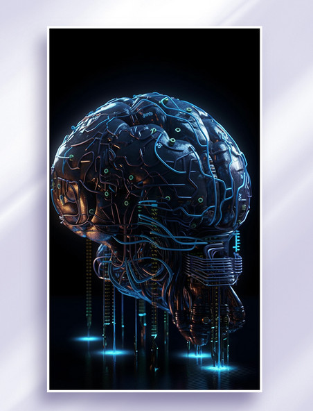 未来科技风冷色ai人工智能科技技术芯片大脑数据线路传输20