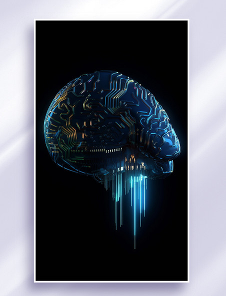 未来科技风冷色ai人工智能科技技术芯片大脑数据线路传输2