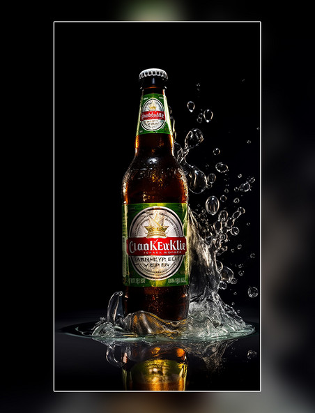 啤酒夏日冰镇啤酒一瓶啤酒泼水专业摄影棚产品摄影