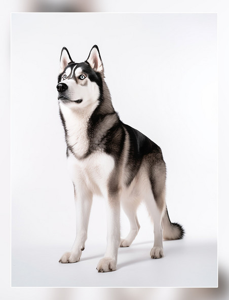 哈士奇动物摄影一张哈士奇狗狗照片全身照高质量获奖宠物摄影风格