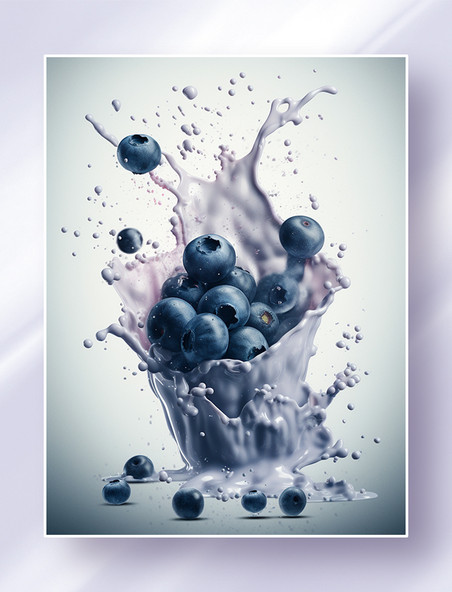 喷溅的果汁和蓝莓水果饮品广告摄影