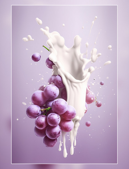 水果葡萄牛奶海报几个葡萄牛奶飞溅插图