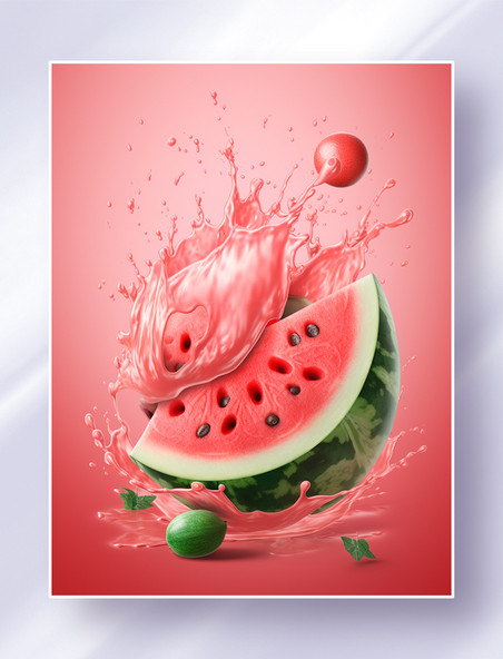 西瓜水果饮品美食广告摄影果酱喷溅