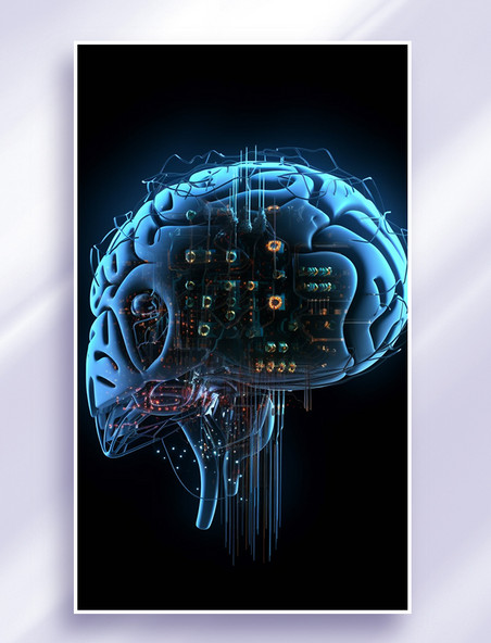 未来科技风冷色ai人工智能科技技术芯片大脑数据线路传输8