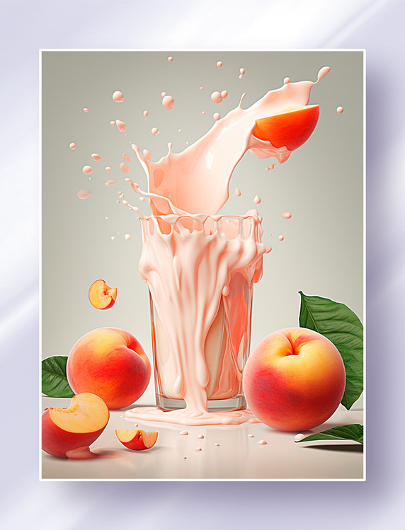 桃子饮料饮品水果美食广告摄影果酱牛奶喷溅