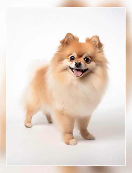 动物摄影超级清晰一张博美狗狗照片全身照高质量获奖宠物摄影风格