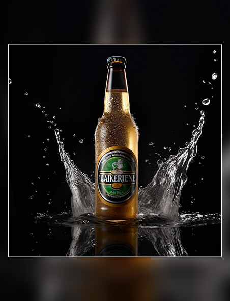 啤酒摄影夏日冰镇啤酒一瓶啤酒泼水专业摄影棚产品摄影