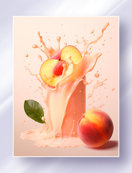 水蜜桃水果美食广告摄影果酱牛奶喷溅桃子