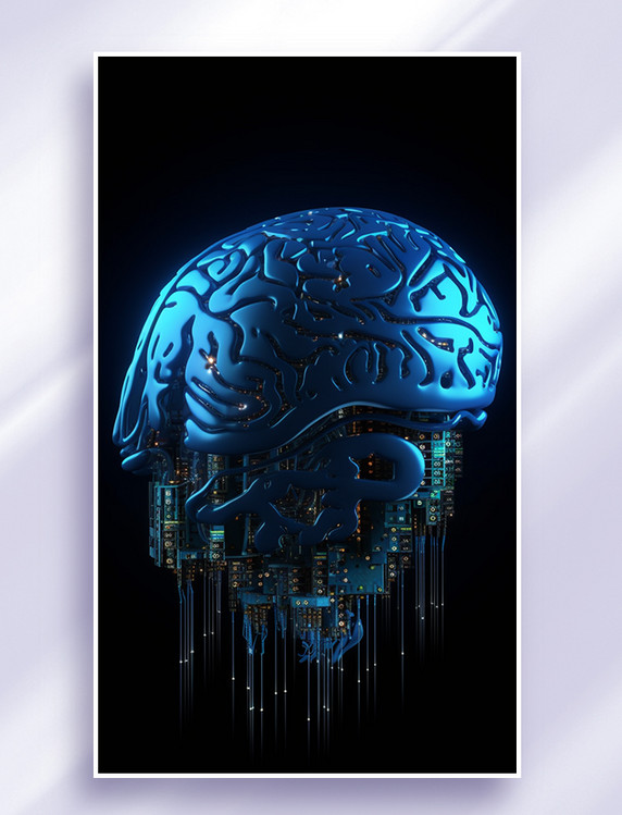 未来科技风冷色ai人工智能科技技术芯片大脑数据线路传输12