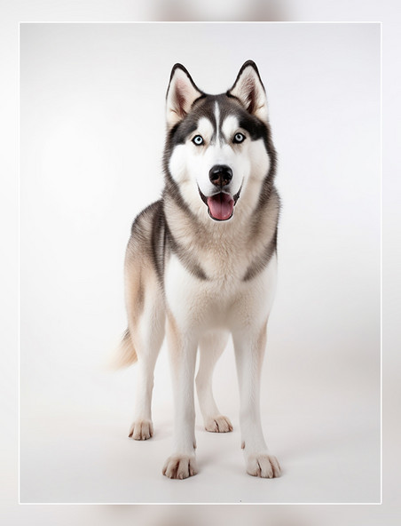 宠物摄影风格动物摄影一张哈士奇狗狗照片全身照高质量获奖