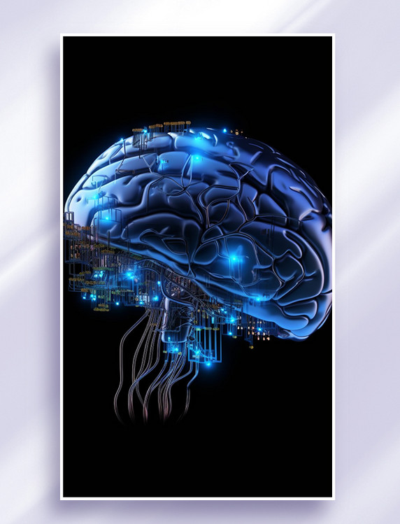 未来科技风冷色ai人工智能科技技术芯片大脑数据线路传输17
